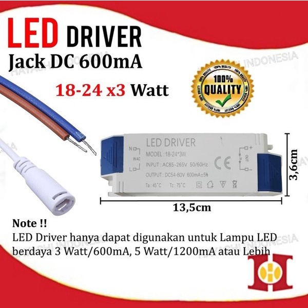 LED Driver Power Supply Downlight 8-12 12-18 18-24 x 3W Watt DC Plug