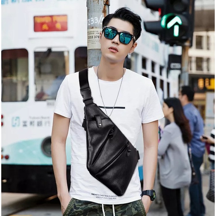 Tipis Tas sling bag kulit/ TAS SELEMPANG PRIA