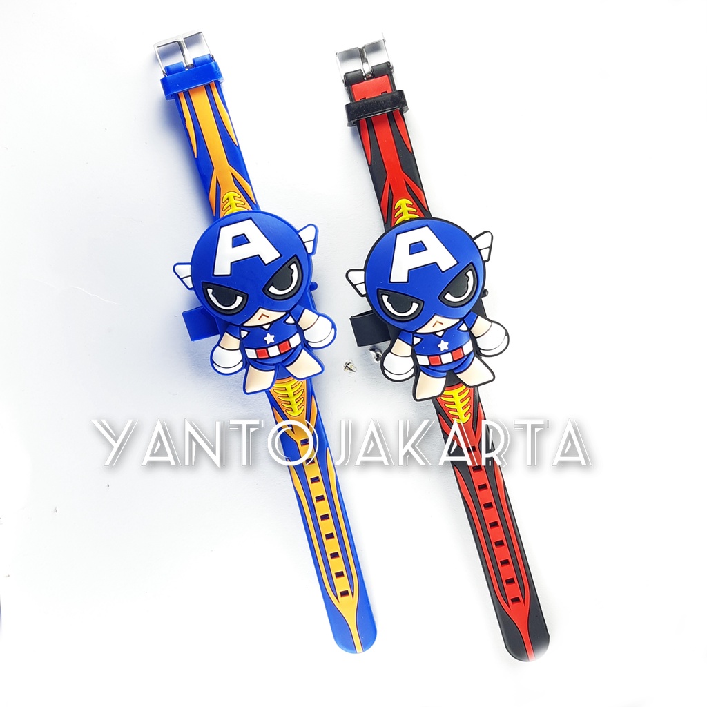 JAM TANGAN LED ANAK LAKI LAKI KARAKTER CAPTAIN AMERICA