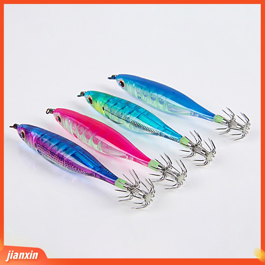 (In Stock) 100mm /9.5g Umpan Pancing Simulasi Kait Tajam 3D Mata Bercahaya Cumi Jig Umpan Buatan Untuk Air Asin