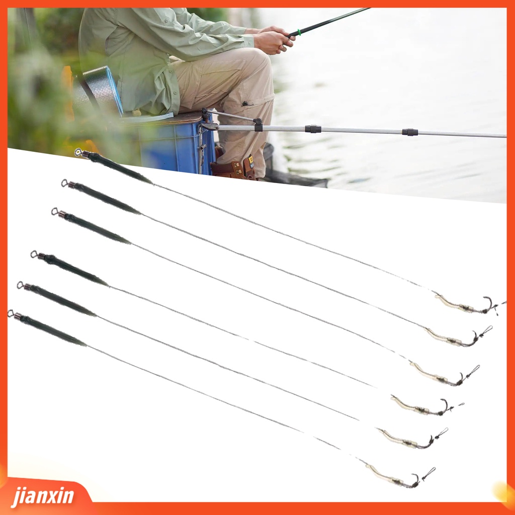 (In Stock) 6Pcs /Set Pengait Rig Pancing Tajam Kekuatan Tinggi Bebas Kusut Penembus Yang Baik Dengan Casing Nilon Kuda Kuat Memancing Ikan Gurame Rambut Rig Terminal Tackle Untuk Angling