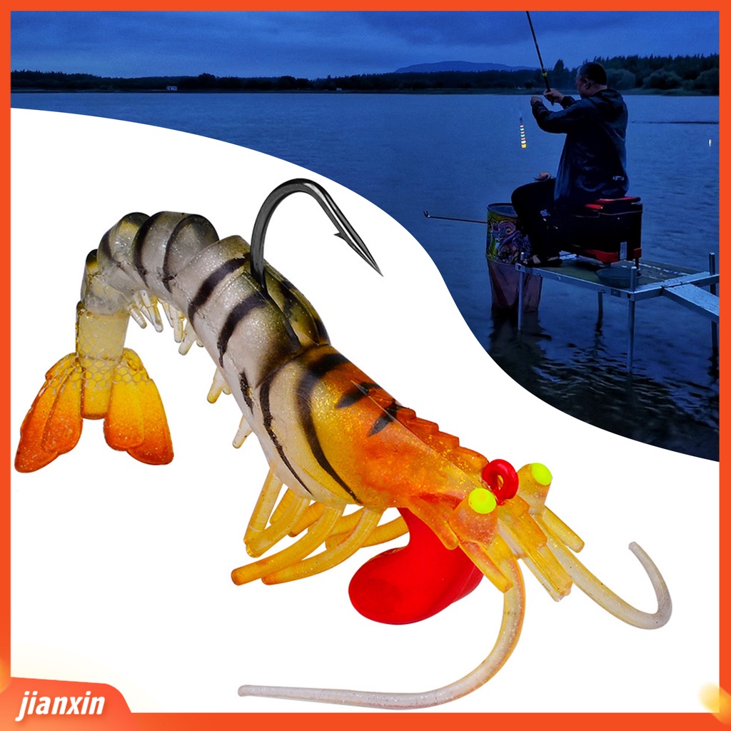 (In Stock) 7.3 /10 /13.5cm Umpan Udang Kait Tajam Simulasi Mata Bercahaya Realistis Umpan Jalan Udang Bercahaya Memancing Luar Ruangan