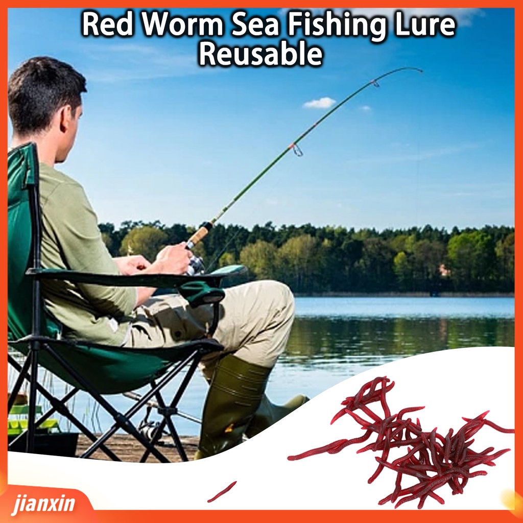 (In Stock) 50 Pcs 3.5 cm Worm Umpan Simulasi Elastisitas Tinggi Tahan Gigit Angling Cacing Tanah Umpan Cacing Buatan Umpan Memancing Luar Ruangan