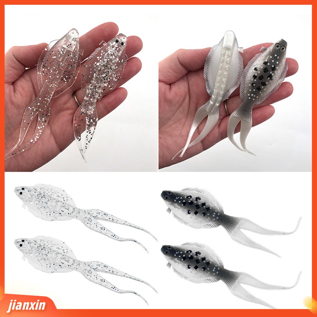 (In Stock) 2Pcs /Set 8g 13cm Umpan Flatfish Bentuk Hidup Mata 3D Mini Soft Fork Tail Flounder Umpan Silikon Untuk Outdoor