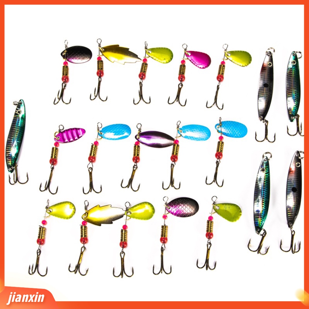 (In Stock) 21Pcs Faux Lure Set Palsu Berpayet Umpan Kit Dengan Kait Tajam Kotak Penyimpanan Outdoor Fishing Tackle