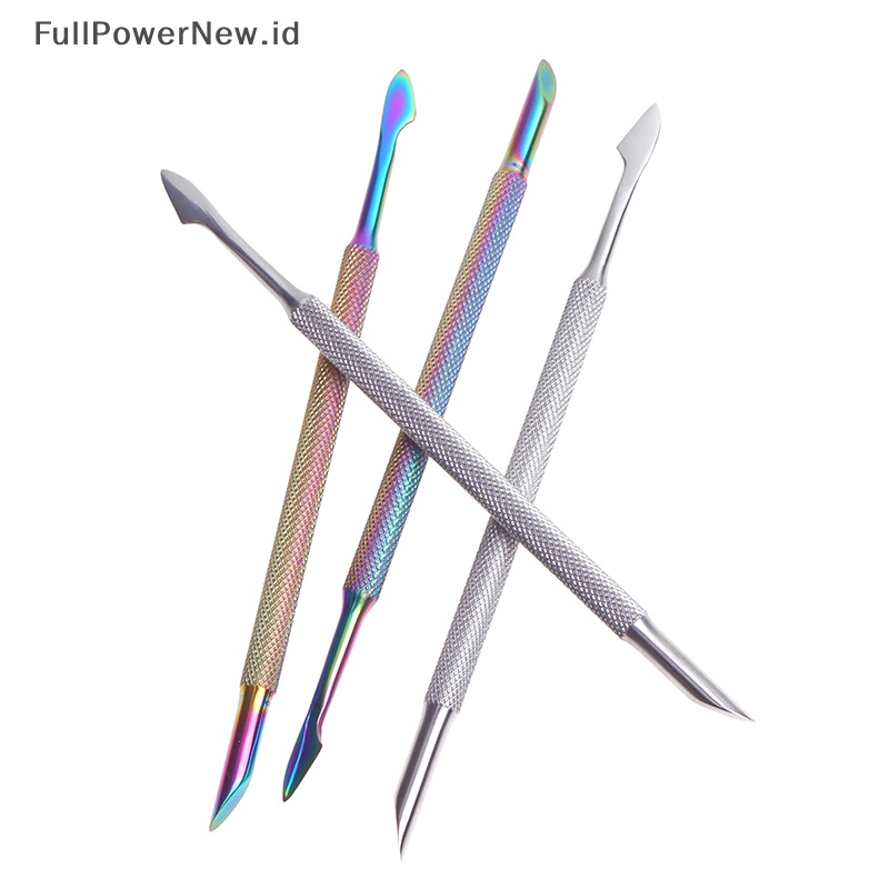 Power Stainless Steel Kutikula Pendorong Kuku Double Ended Spoon Nail Art Pedicure Alat ID