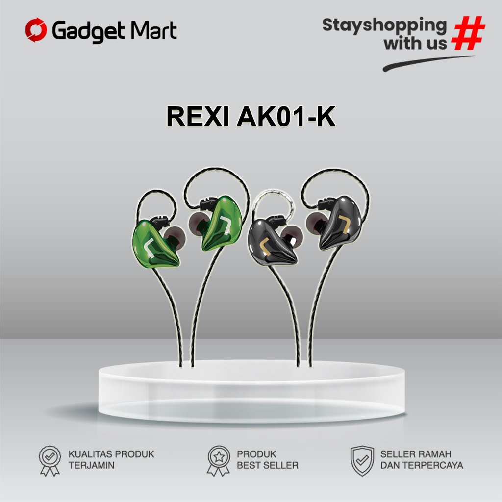 rexione Handsfree Shiny Metallic Dynamic Earphone AK01-K
