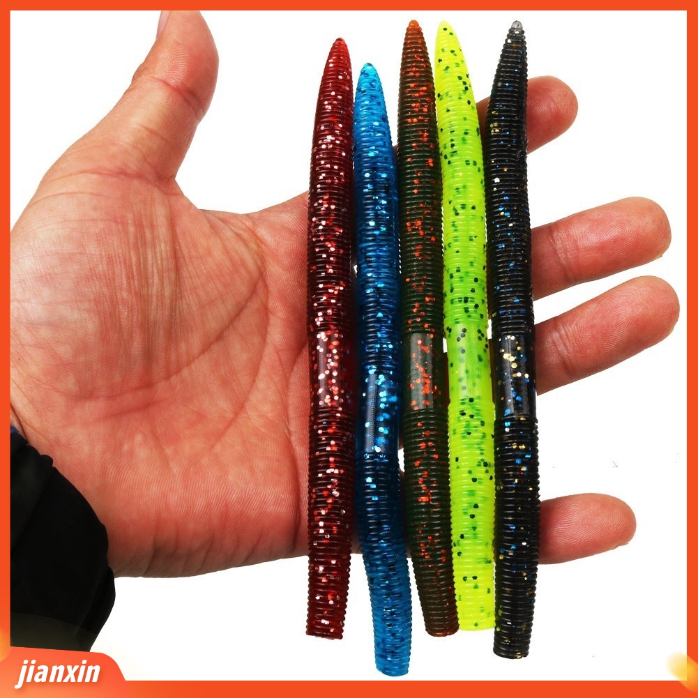 (In Stock) 5 Pcs Simulasi Bionik Cacing Tanah Paillette Cacing Lembut Memancing Umpan Renang