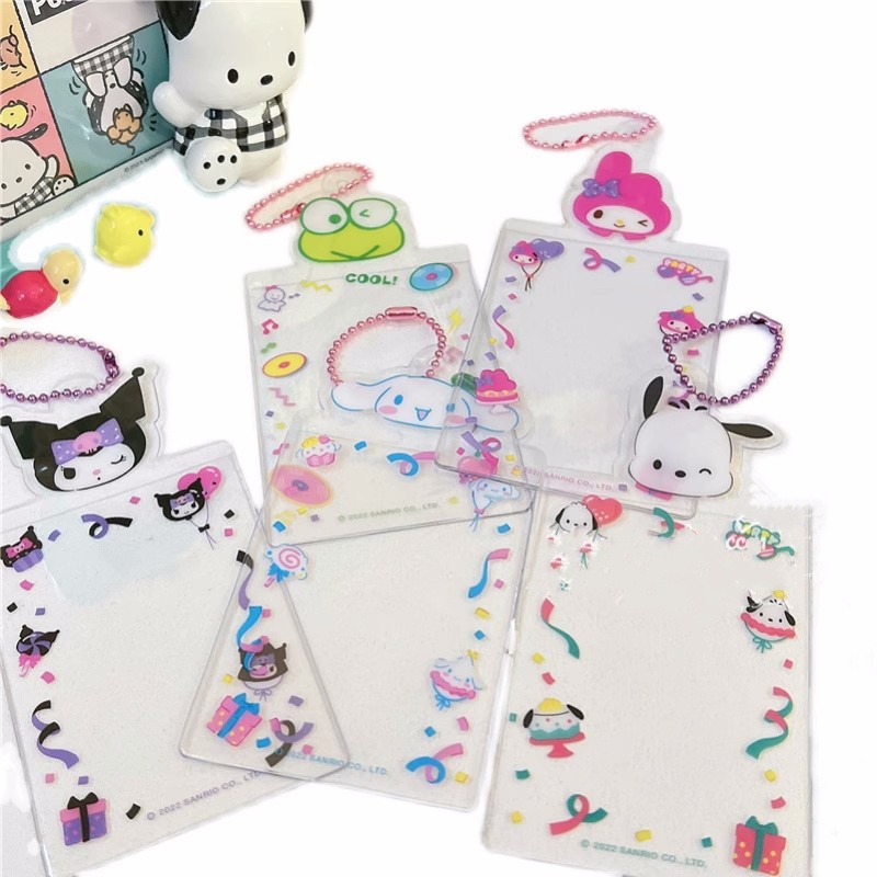 1slot Kartu Lengan Foto Idol Manis Lucu Sanrio Transparan 3inch Saku Foto Kartun Tempat Foto Kartu Case Pelindung Postcard Holder
