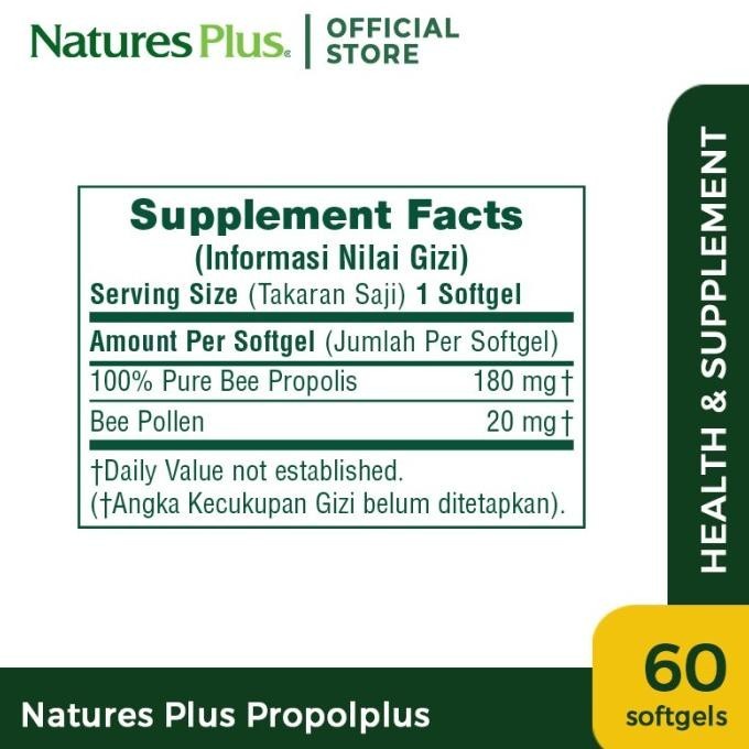 Natures Plus Propol Plus isi 60 Softgels Pengganti Bee Pollen