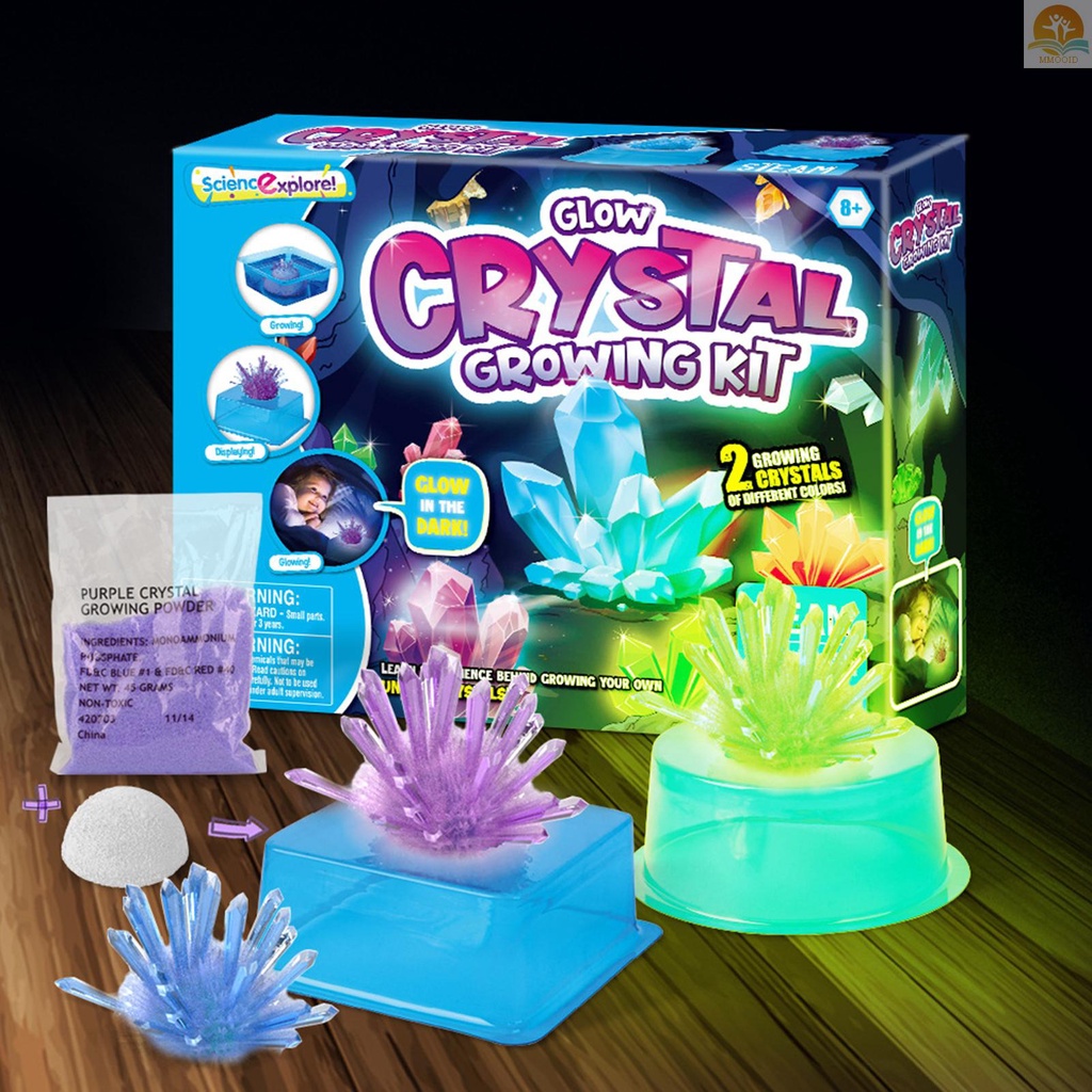 In Stock Crystal Growing Kit STEAM Eksperimen Sains Kimia 2 Pcs Bercahaya Kristal Pendidikan Kerajinan DIY Proyek Kit Percobaan Lab
