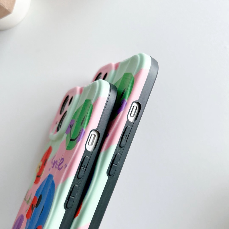 Happy Colorful Smile Wave Soft Silicon Case HP iP iPhone 14 + Plus 12 13 Pro Max 11 IMD Casing Apple