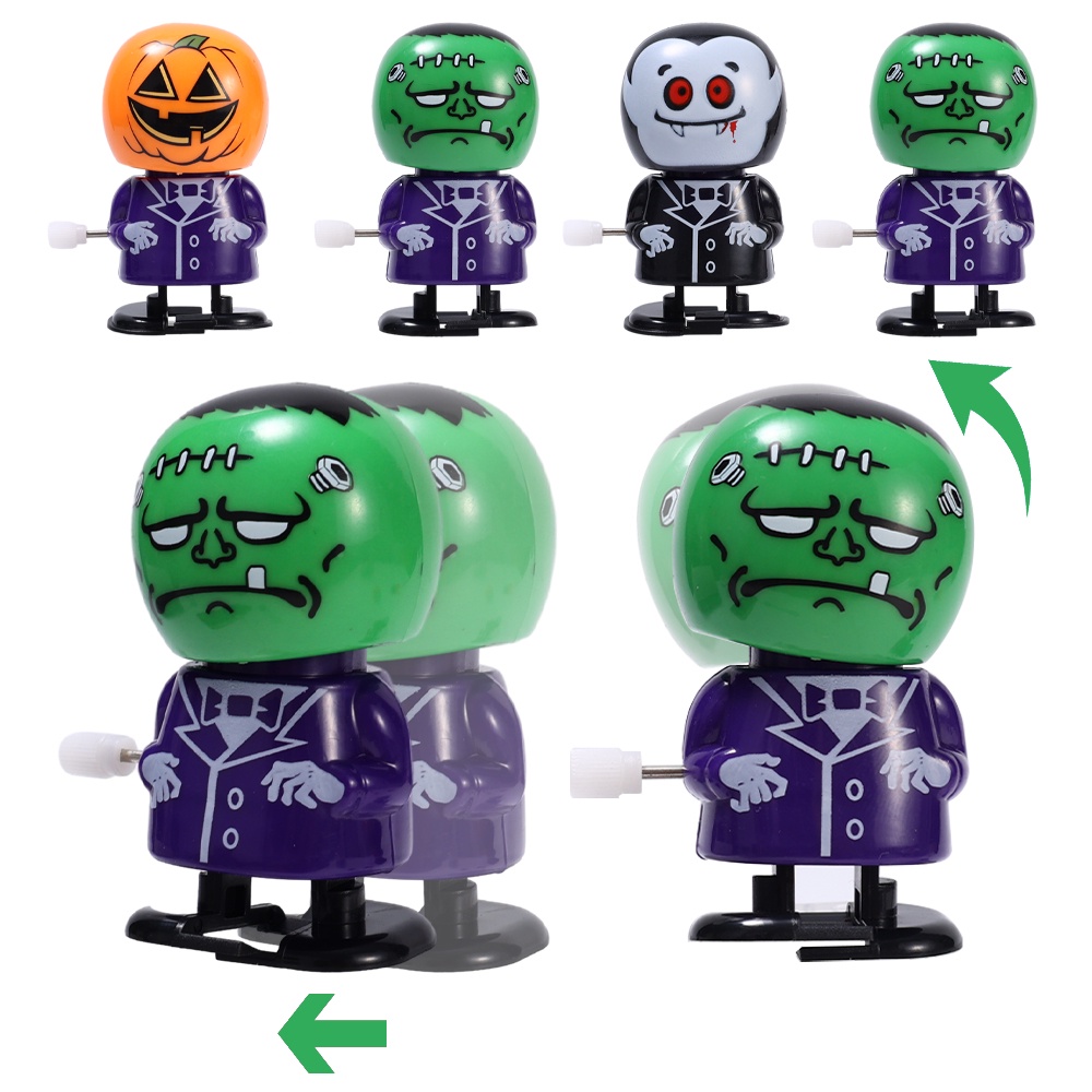 Happy Christmas Party Decor/Novelty Skeleton Zombie Pumpkin Ghost Walking Jumping Toys Untuk Anak-Anak/Trick Treat Perlengkapan Pesta Anak Hadiah Lucu Halloween Mainan Jarum Jam