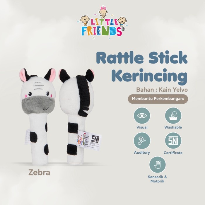 LITTLE FRIENDS Rattle Stick Kerincing Mainan Bayi Boneka Ratel Kericik Baby Toys