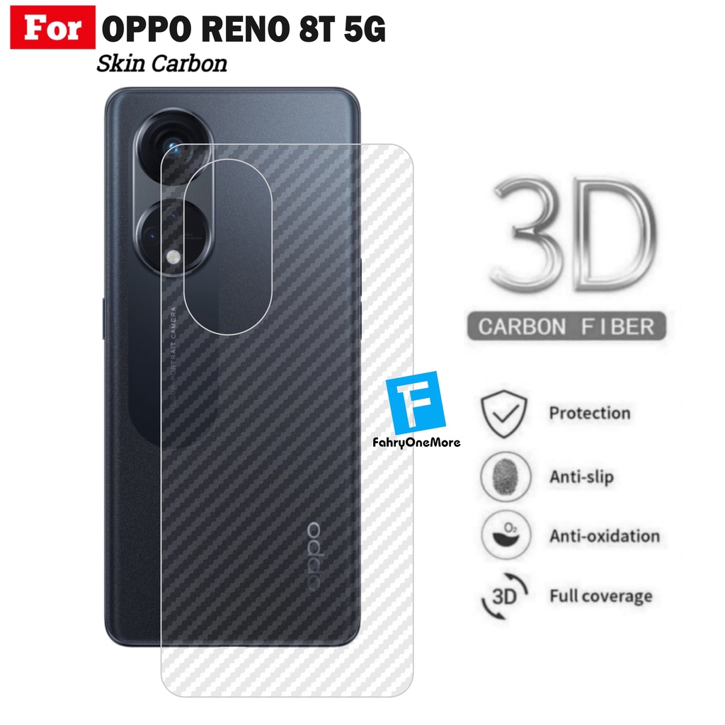 Skin Carbon Oppo Reno8 T 5G Garskin Anti Jamur Belakang Handphone