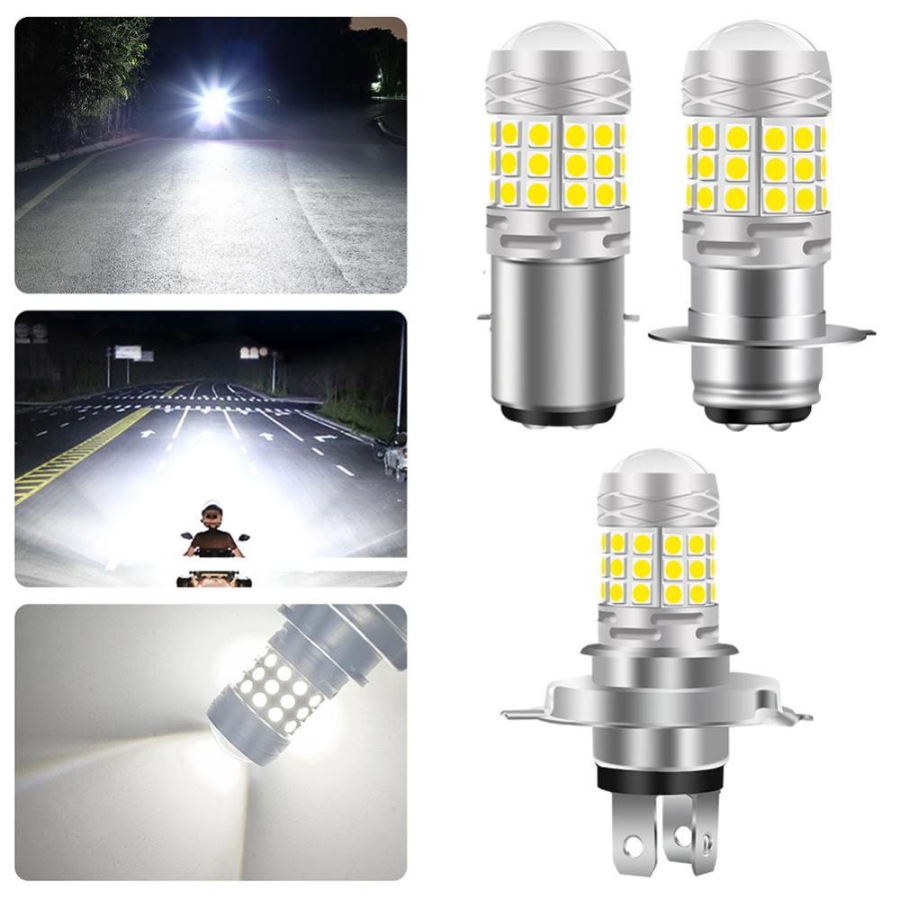 Openmall H4 /BA20D/H6 /P15DLED Lampu Depan Motor 42SMD LED Lamp Moto High/Low Beam Bulbs Lamp Lampu Kabut 12V Putih E6F9