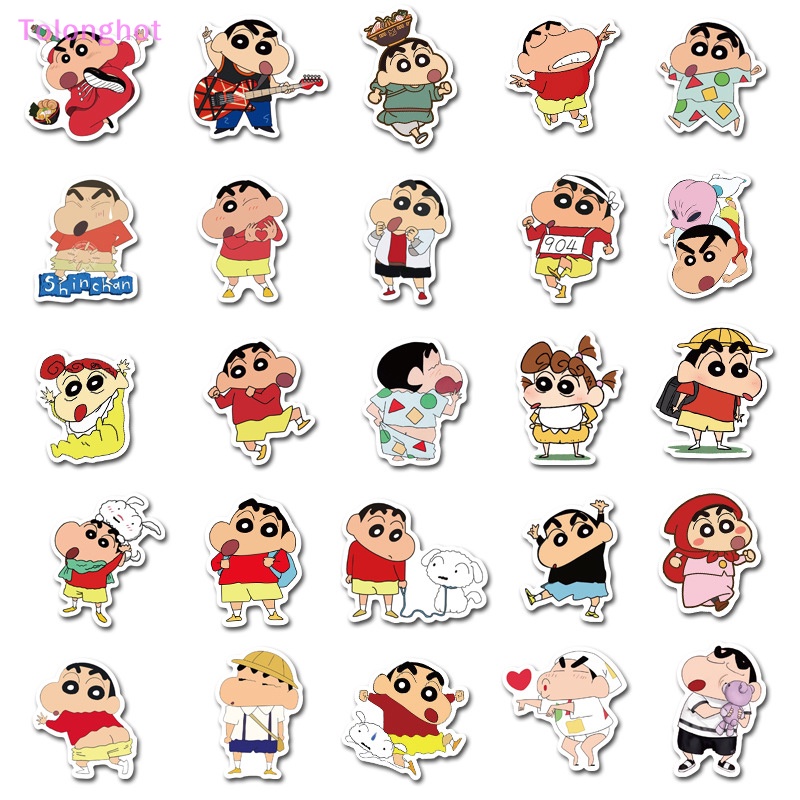 Tolonghot&gt; 50Pcs Kartun Anime Crayon Shin-chan Stiker Untuk Koper Mobil Gitar Laptop Telepon Notebook DIY Dekorasi Tahan Air Stiker Mainan well