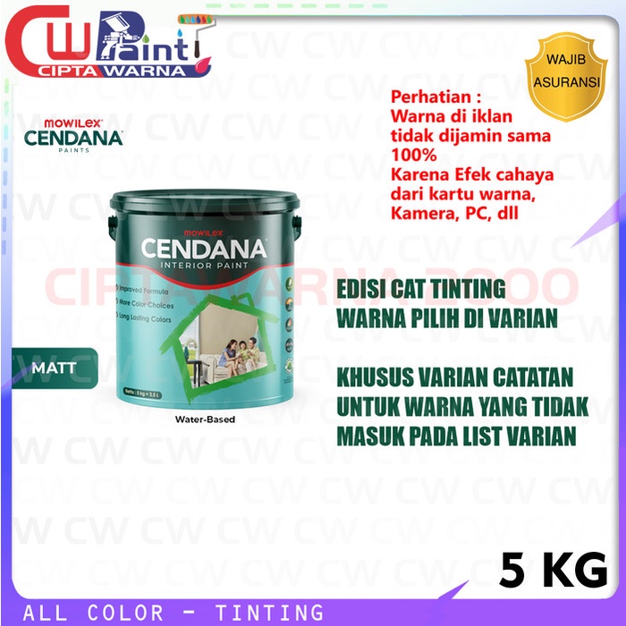 MOWILEX CENDANA CAT DINDING TEMBOK INTERIOR MATT WATER BASED 5KG