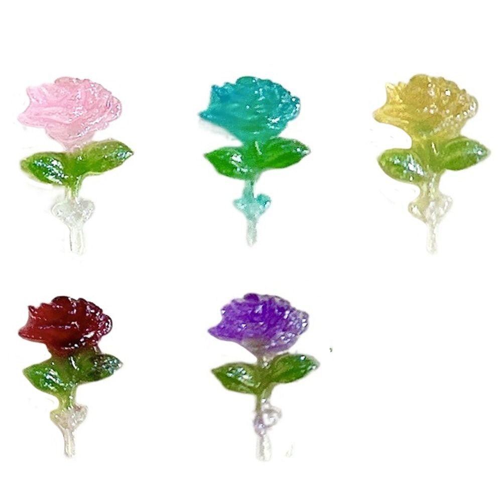 Mini Luminous Rose Resin Ornamen, Mini Luminous Rose Resin Ornamen, Bunga Yang Indah Resin Flatback Rose Nail Perhiasan Telepon Shell Dekorasi