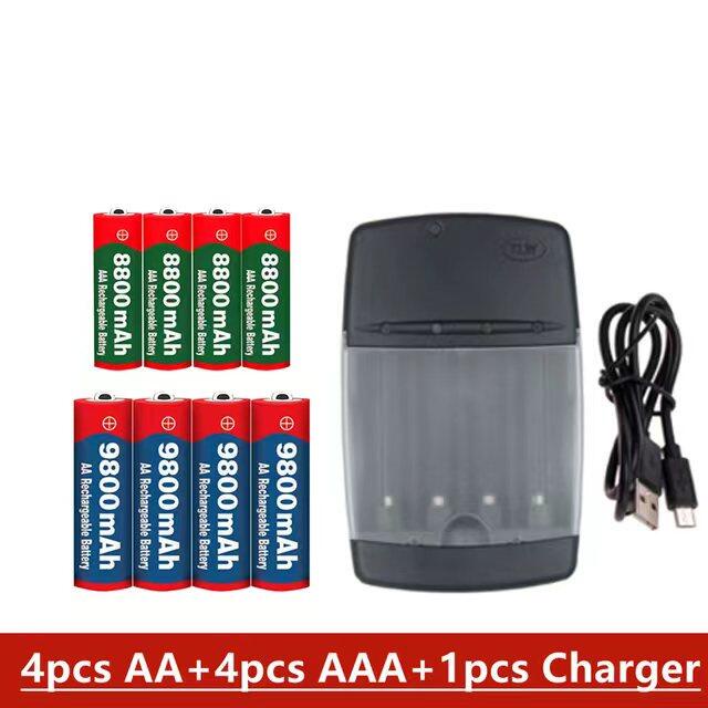 4-20PCS 1.5V AA/AAA Alkaline Baterai Isi Ulang + 4 Slot Smart USB Baterai Alkaline Charger