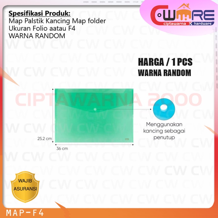 Map Plastik Plastic Kancing Bag Dokumen folder Folio F4 Warna - NATS