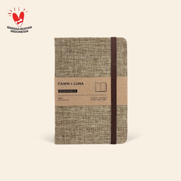 

✨BISA COD✨ -A6 Notebook - Plain / Dotted Paper - Maple Brown Fabric - Dotted