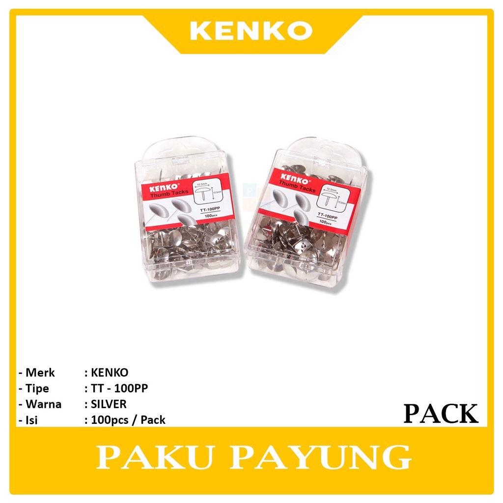 

KENKO - Paku Payung Thumb Tacks TT-100PP Silver - Pack