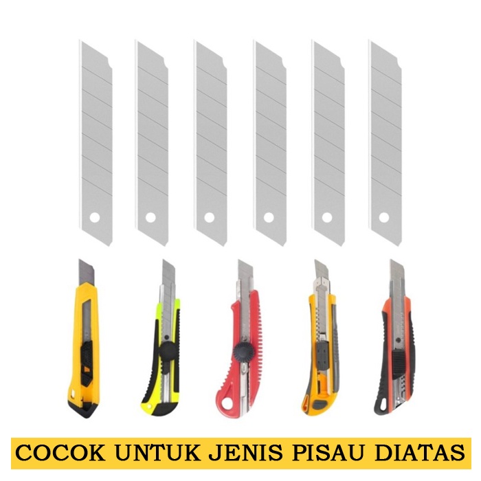 Kit Isi Ulang Pisau Cutter 18mm Mata Pisau Pengganti 10PCS Tahan Karat