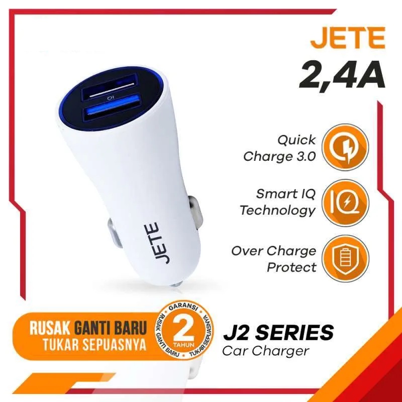 JETE Car Charge 2 Slot USB 2.4 Ampere Cas Mobil