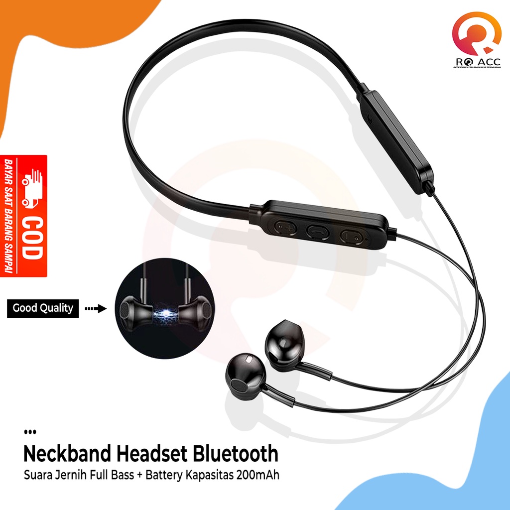 [RO ACC] NECKBAND HEADSET EARPHONE MEGABASS STEREO BLUETOOTH ALL TIPE HP