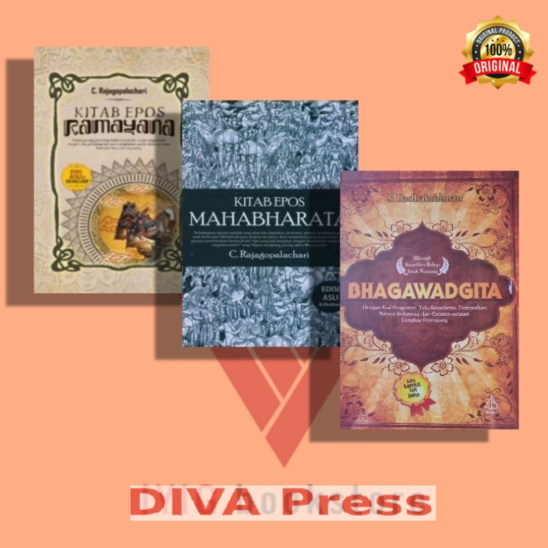 paket buku kitab epos mahabharata/kitab epos ramayana edisi asli hardcover/bhagawadgita/paket kitab 