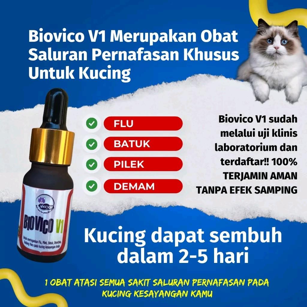 (BISA COD) Obat Kucing Antibiotik Pernafasan Kucing Flu BIOVICO V1 Obat Pilek Batuk Kitten Demam Ana