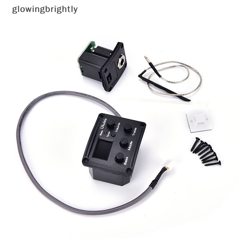 [glowingbrightly] Ukulele Ukelele Piezo Pickup Preamp 3-Band EQ Equalizer Tuner System LCD Display TFX