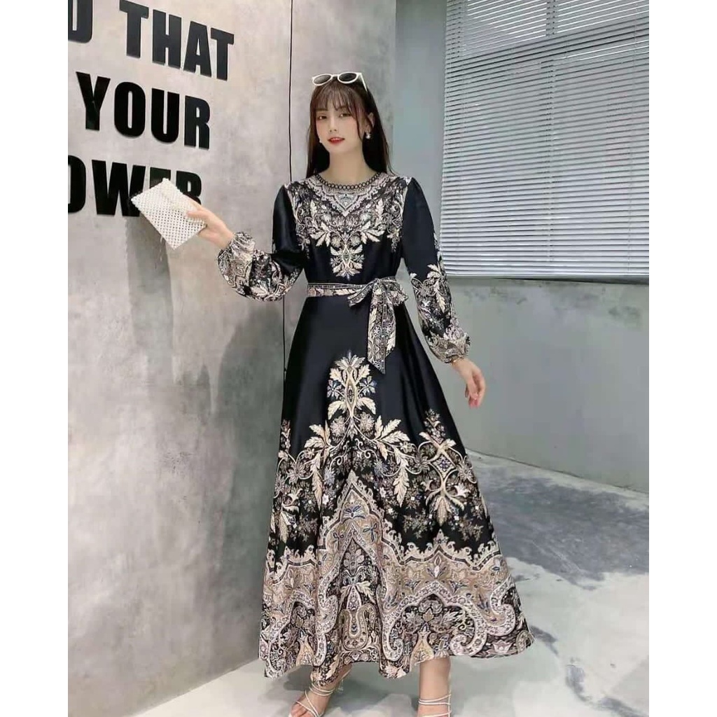 DRESS WANITA MAXI ESTILO BLACK ESMERALDA IMPORT BKK BANGKOK