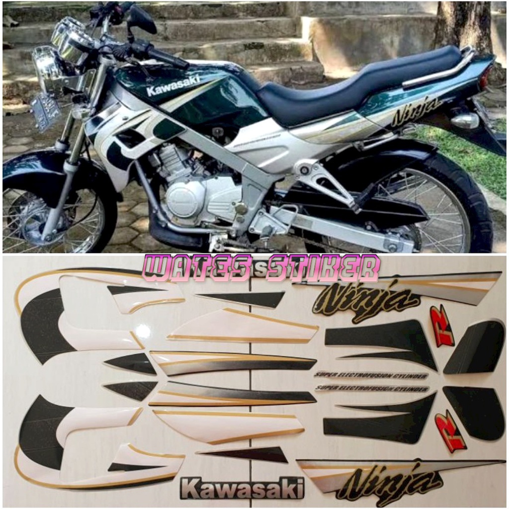 Striping Decal Polet Sticker body motor Kawasaki Ninja R 2005 hijau tua Wates Stiker