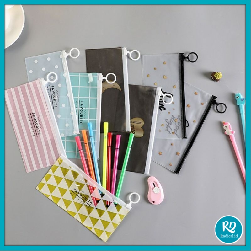 

Tempat Pensil Pulpen Transparan Ziplock Karakter Serbaguna Pouch Zip Lock Penyimpanan Kosmetik Pouch Zipper Pencil Case Tempat