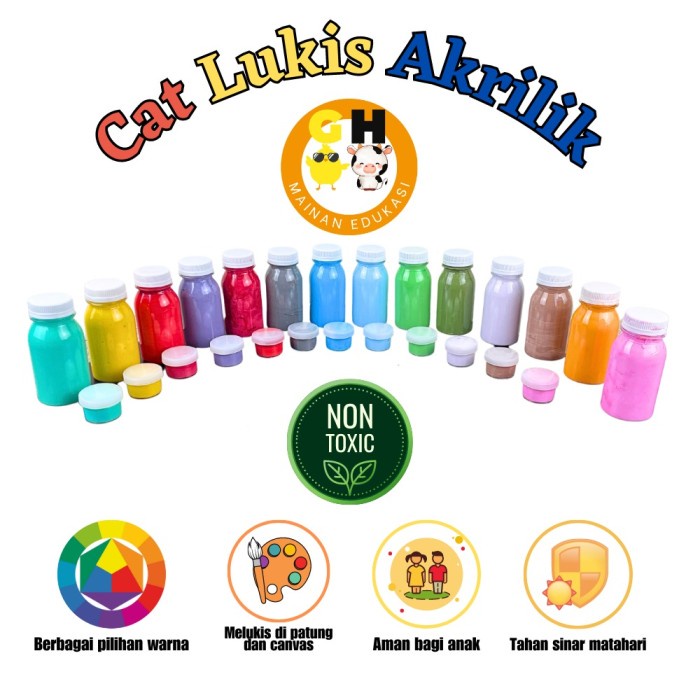 

Cat Lukis Anak Akrilik Non Toxic Mudah Cuci Kanvas Melukis Patung - Botol 250ml