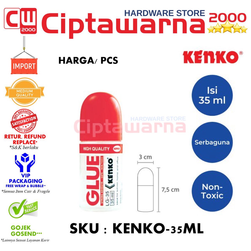 

Lem Kertas Glue KENKO 35ml Lem Cair Kuat