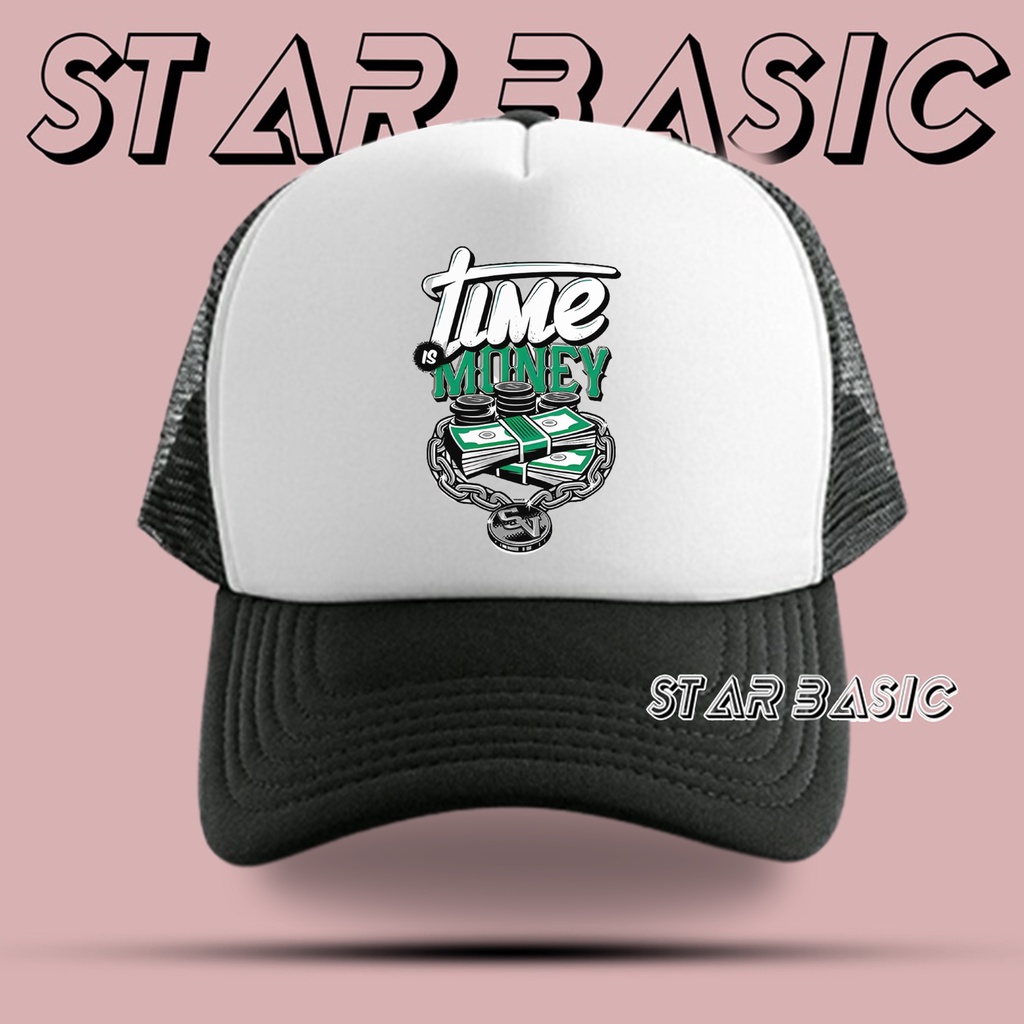 Topi Jaring  LOGO TIME MONEY - Topi Trucker - Topi jaring Pria - Topi Trucker pria - Topi Costume - 