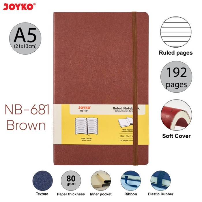 

Notebook / Buku Catatan / Diary Agenda A5 Joyko NB-681 - Cokelat