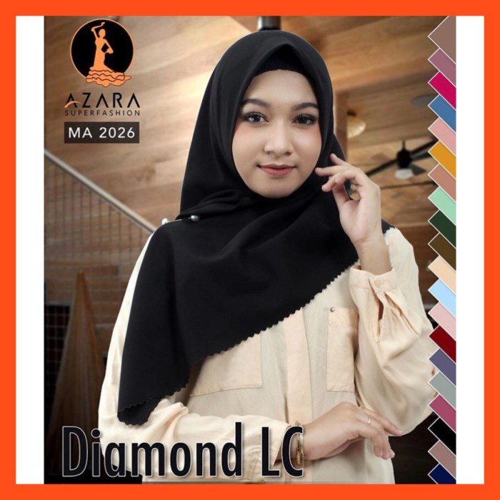Promo Best Seller HIJAB SEGI EMPAT AZARA DIAMOND LASER CUT KERUDUNG SEGIEMPAT POLOS - Hitam