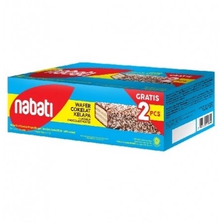 

NABATI WAFER COKELAT KELAPA Wafer Salut Coklat dengan Kelapa 1 BOX 12pcs x @18gr