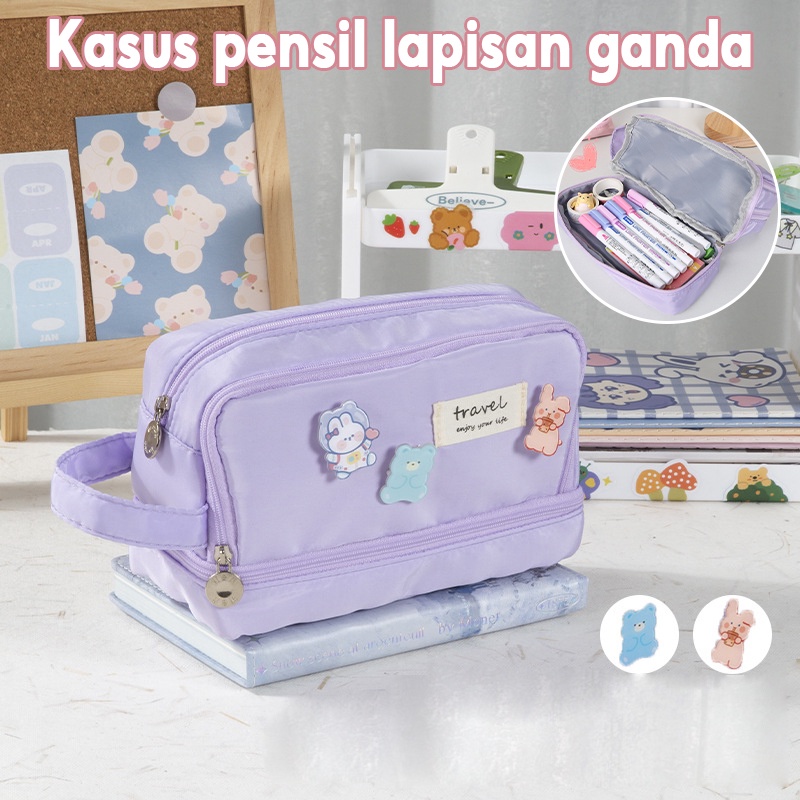 

【CASH ON DELIVERY】 Besar Jumbo Pencil Cases Large Capacity Pencil Bag Pouch Holder Box for Girls Office Student Stationery Organizer School children products