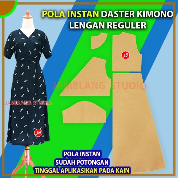Pola Instan Daster Kimono Lengan Reguler | Aneka Pola