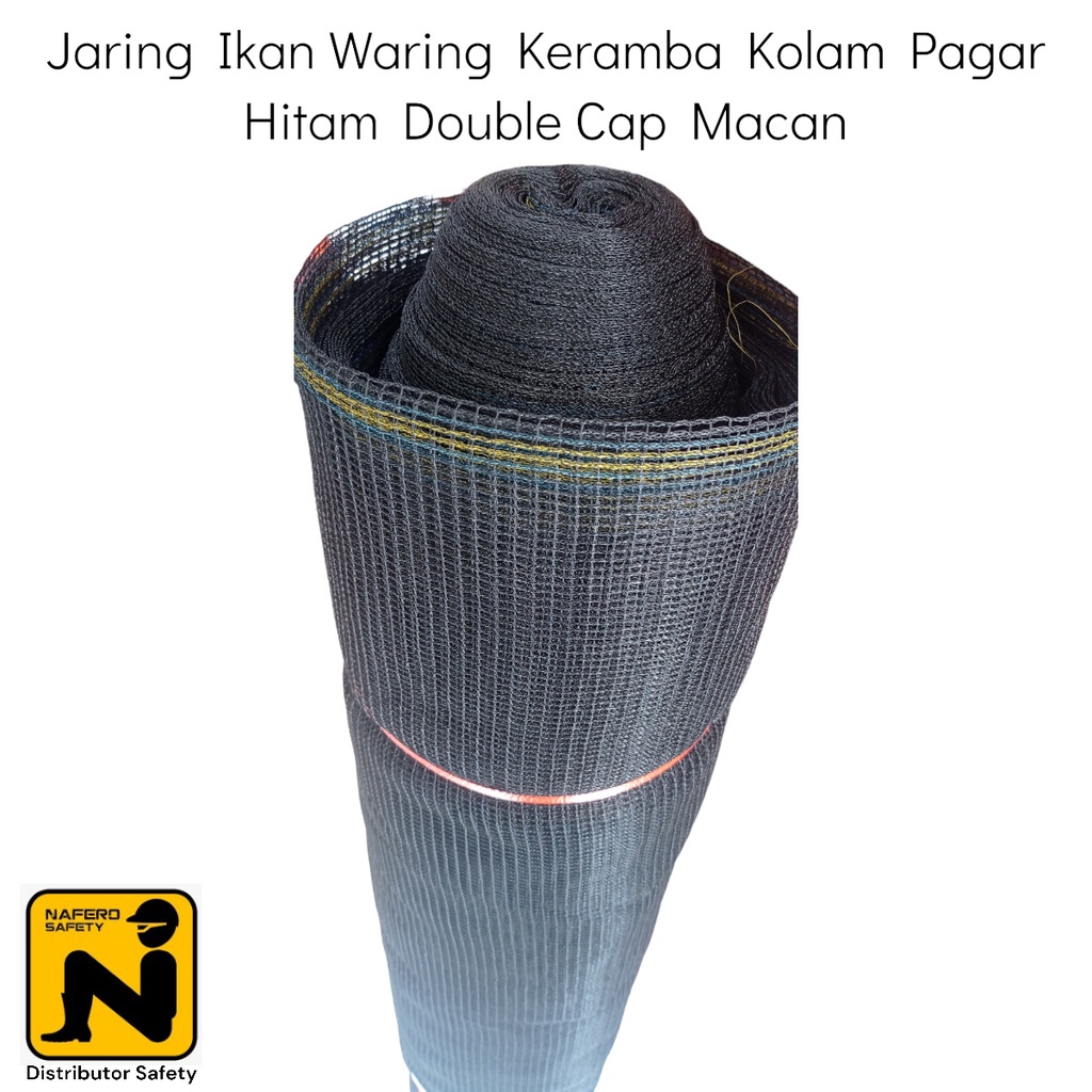 Jaring Ikan Waring Karamba Kolam Pagar Hitam Cap Singa Permeter