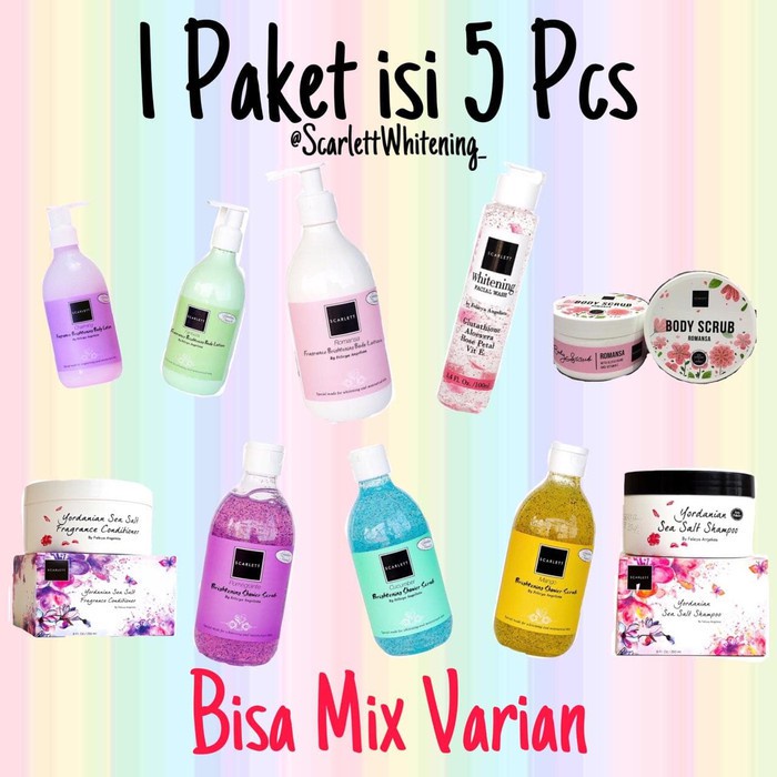 Paket Scarlett Whitening 5 PRODUK Mix Varian