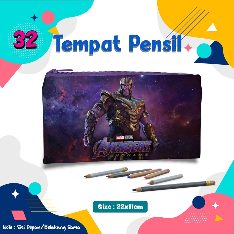 

Sovenir new Pencil Case Marvel Avenger End Game Tanos Pouch Dompet Kostak Kotak Tempat Pensil Souvenir Custom