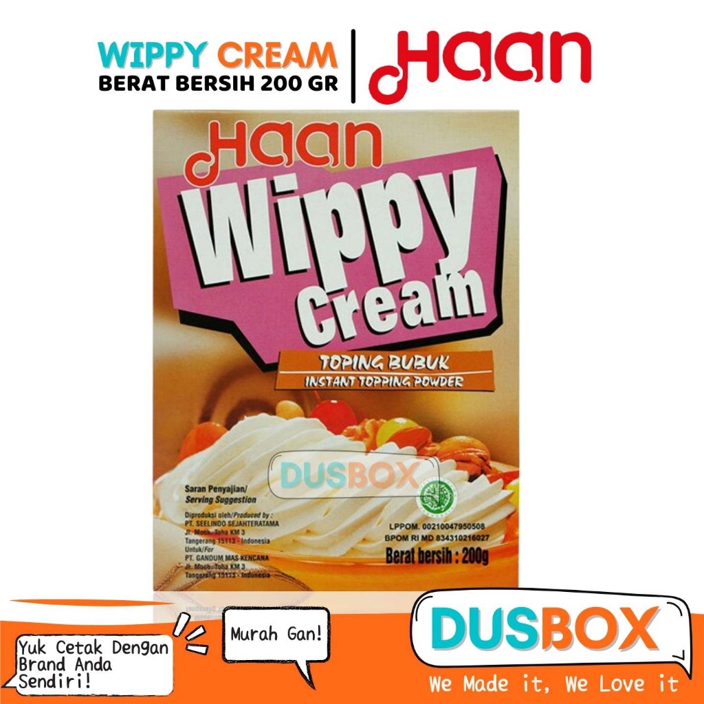 

Haan Wippy Cream / Cream Wippy Instan 200gr / Chream Kue Instan`