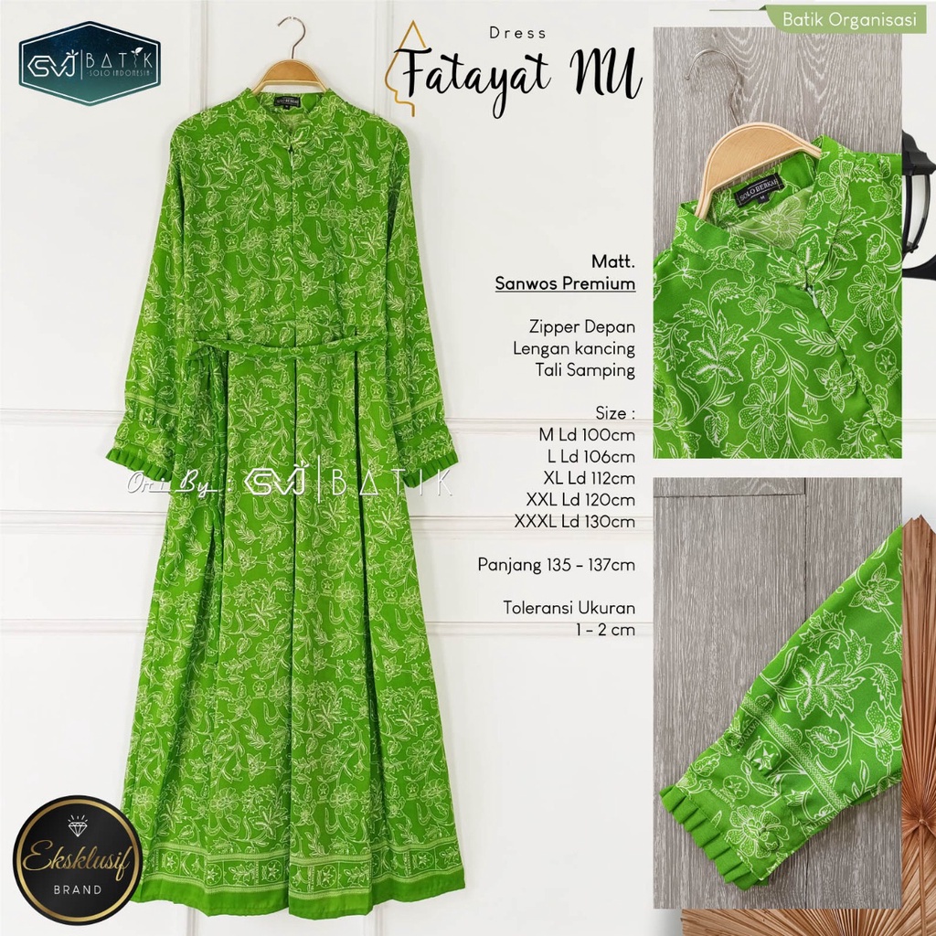 [ORI SVJ] GAMIS BATIK WANITA DRESS BATIK MUSLIMAH DEWASA SERAGAMAN FATAYAT NU ORIGINAL ADEM BERKUALI
