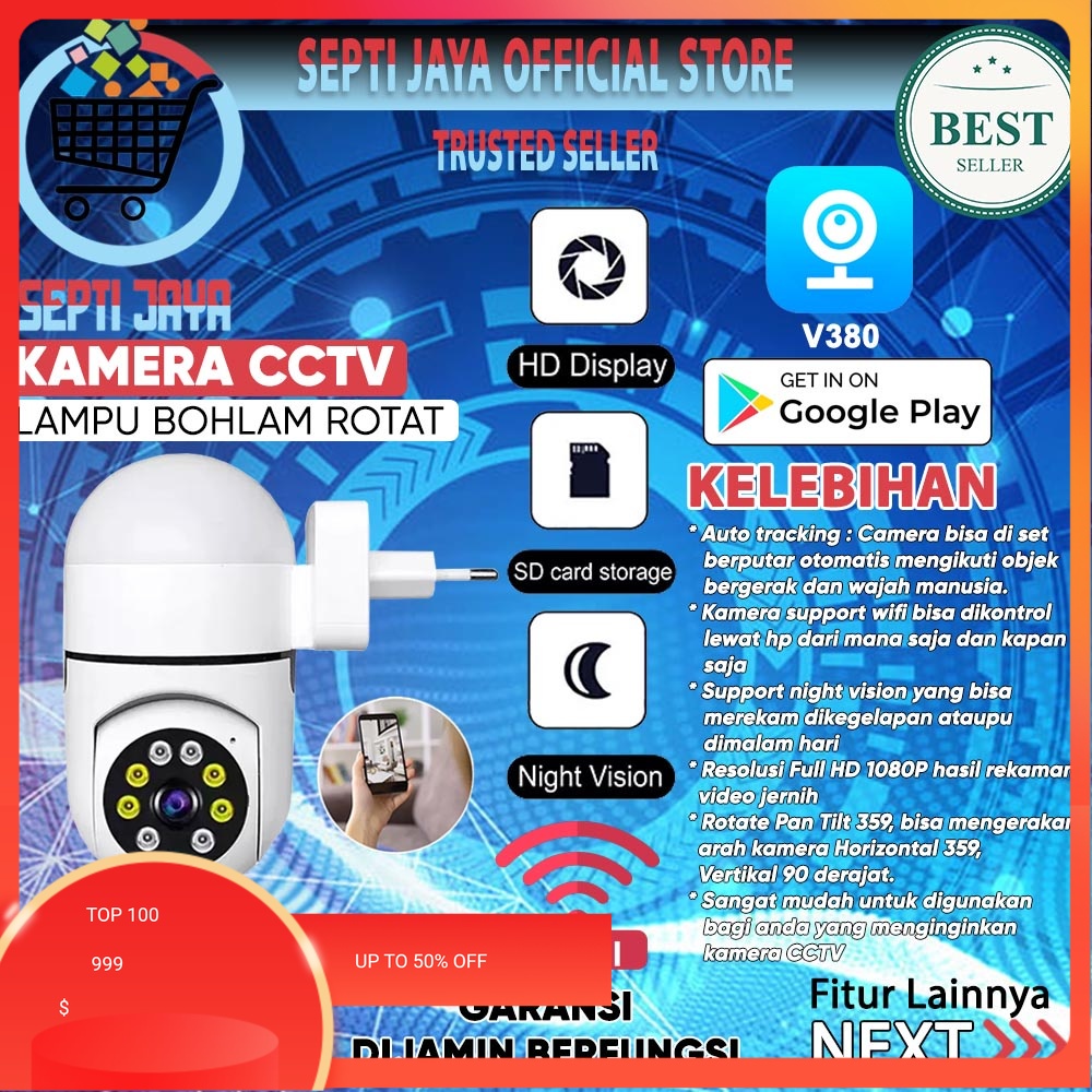 Smart IP Camera CCTV Lampu Bohlam Bulb LED Z1 360 Derajat Full HD V380 Pro Wifi Wireless Spy Kamera 